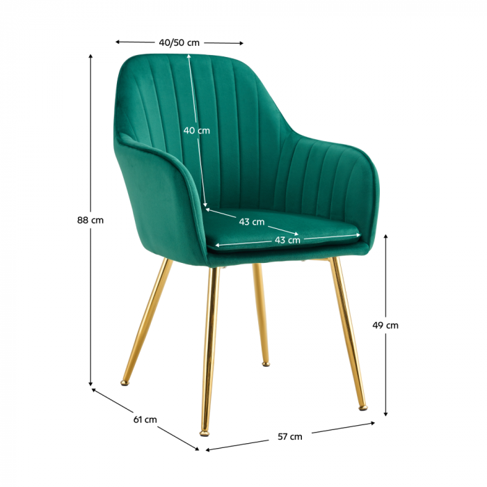 Fotoliu design, ţesătură de catifea smarald/crom-auriu, ADLAM NEW [3]
