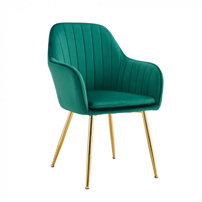 Fotoliu design, ţesătură de catifea smarald/crom-auriu, ADLAM NEW [1]