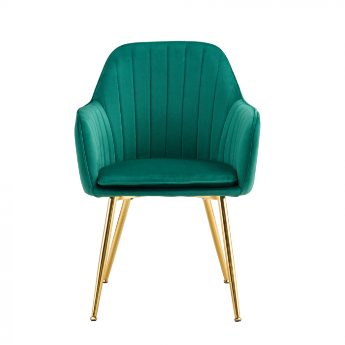 Fotoliu design, ţesătură de catifea smarald/crom-auriu, ADLAM NEW [2]
