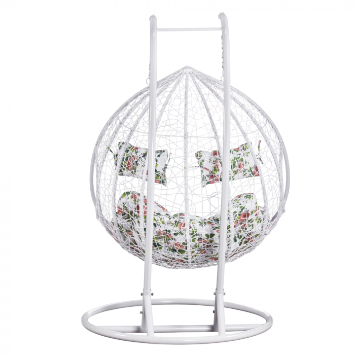 Fotoliu dublu suspendat, alb/model floral, DELIA [6]