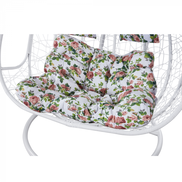Fotoliu dublu suspendat, alb/model floral, DELIA [9]