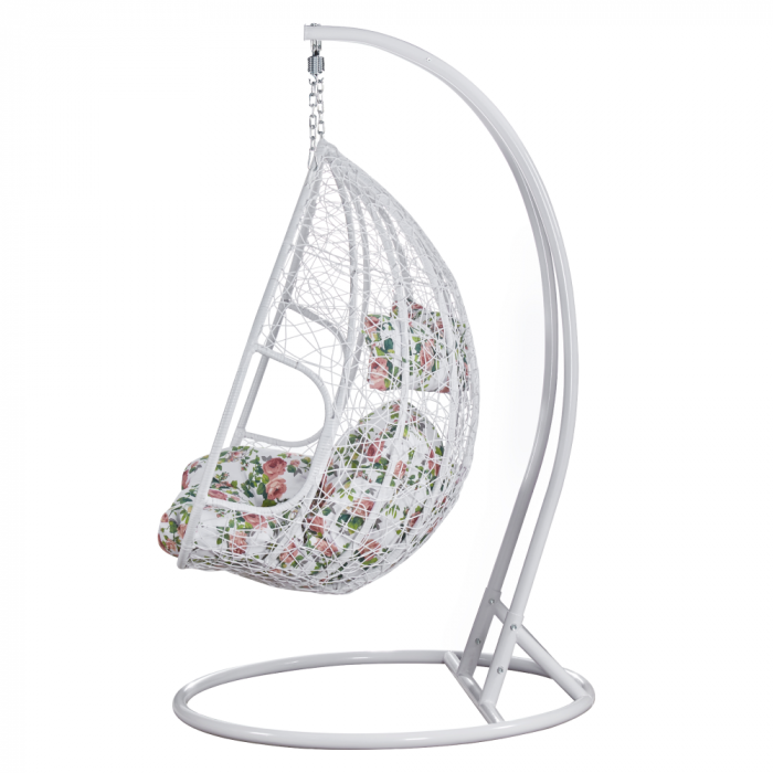 Fotoliu dublu suspendat, alb/model floral, DELIA [5]