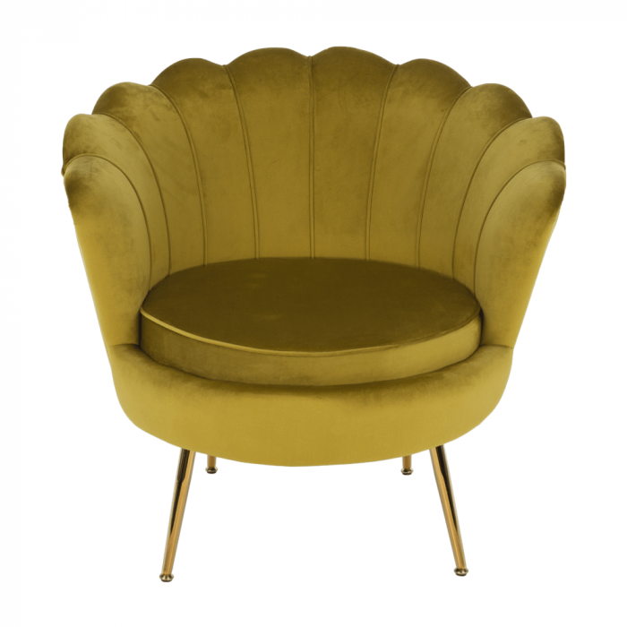 Fotoliu în stil Art-deco, catifea Velvet muştar/crom auriu, NOBLIN [21]