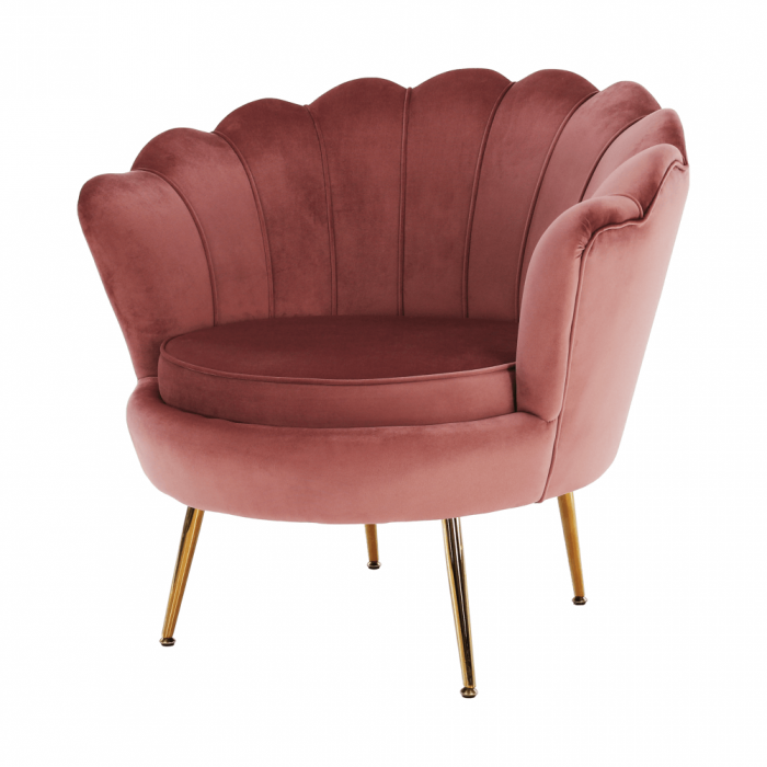 Fotoliu în stil Art-deco, catifea Velvet roz/crom auriu, NOBLIN [17]