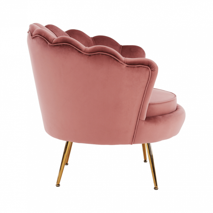 Fotoliu în stil Art-deco, catifea Velvet roz/crom auriu, NOBLIN [33]
