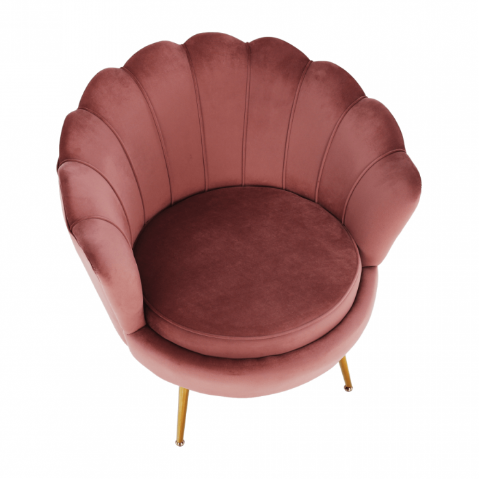 Fotoliu în stil Art-deco, catifea Velvet roz/crom auriu, NOBLIN [18]