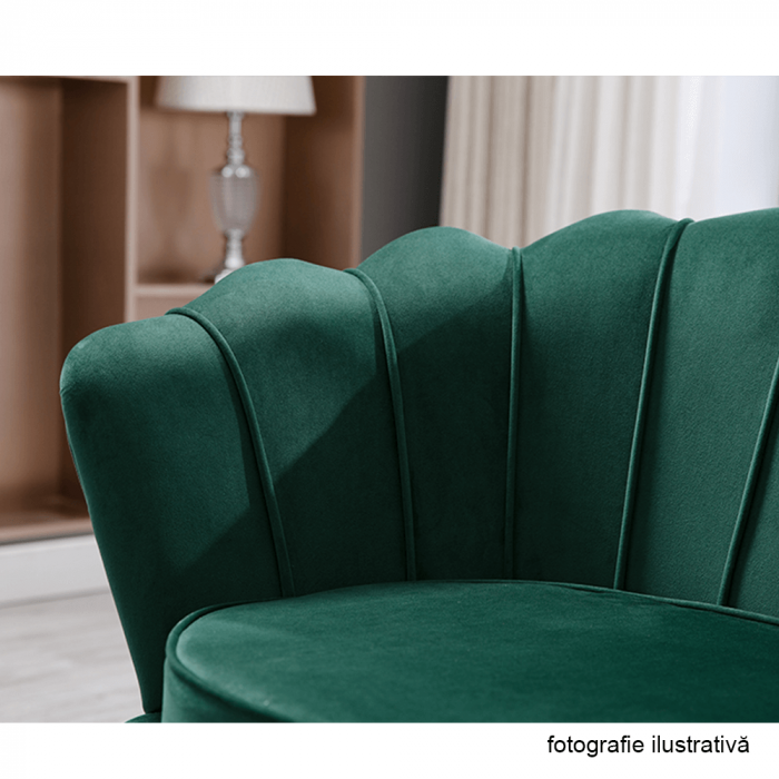 Fotoliu în stil Art-deco, catifea Velvet smarald/crom auriu, NOBLIN [7]