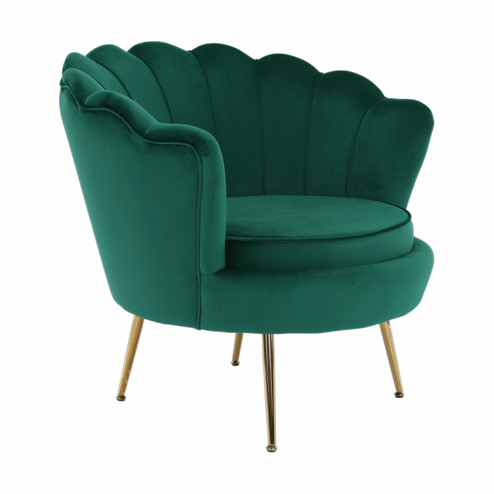 Fotoliu în stil Art-deco, catifea Velvet smarald/crom auriu, NOBLIN [19]