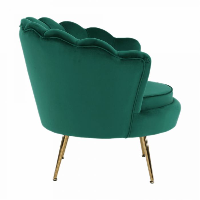 Fotoliu în stil Art-deco, catifea Velvet smarald/crom auriu, NOBLIN [20]