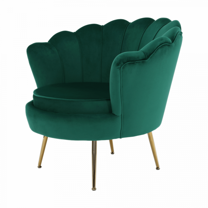 Fotoliu în stil Art-deco, catifea Velvet smarald/crom auriu, NOBLIN [22]