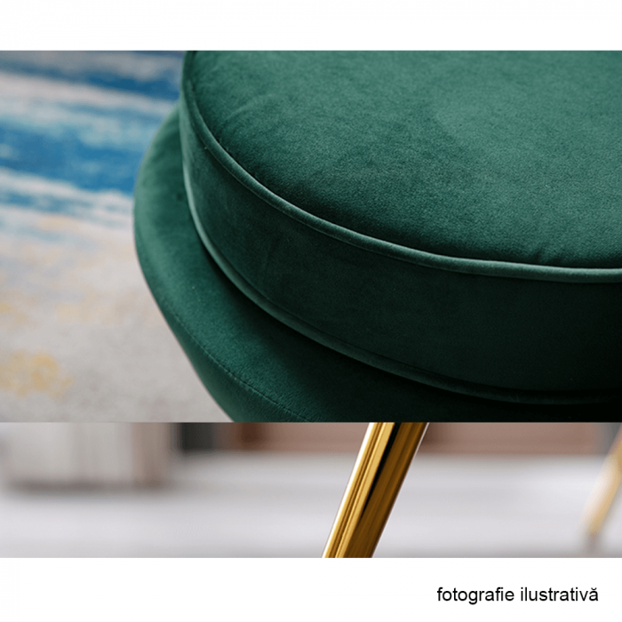 Fotoliu în stil Art-deco, catifea Velvet smarald/crom auriu, NOBLIN [2]
