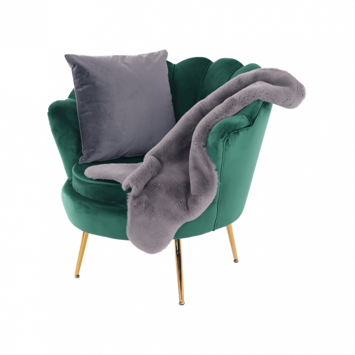 Fotoliu în stil Art-deco, catifea Velvet smarald/crom auriu, NOBLIN [25]
