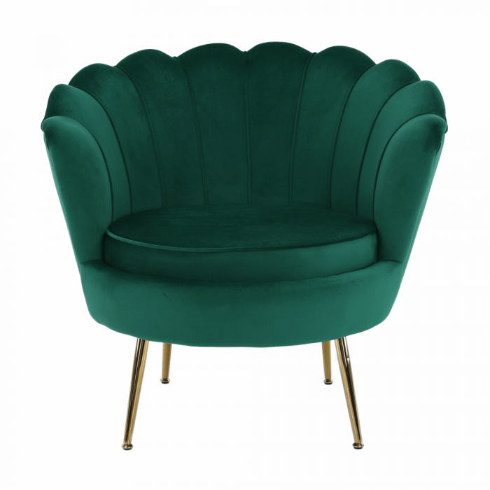 Fotoliu în stil Art-deco, catifea Velvet smarald/crom auriu, NOBLIN [18]
