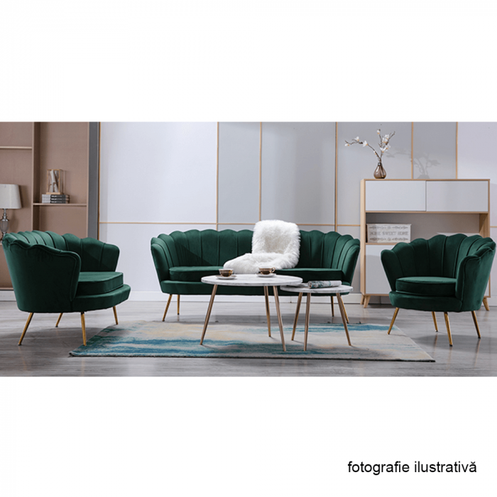 Fotoliu în stil Art-deco, catifea Velvet smarald/crom auriu, NOBLIN [5]