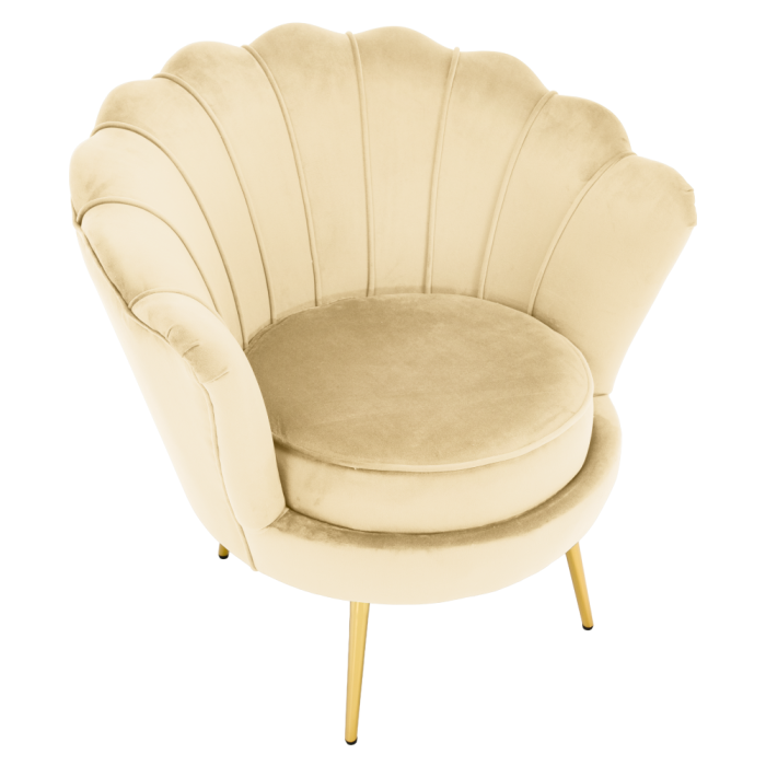 Fotoliu în stilul Art-deco, bej ţesătură Velvet/gold crom auriu, NOBLEO [6]