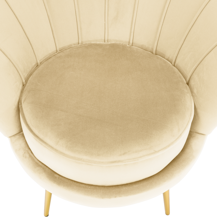 Fotoliu în stilul Art-deco, bej ţesătură Velvet/gold crom auriu, NOBLEO [11]
