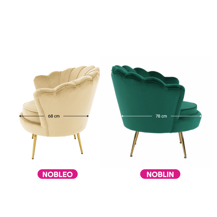 Fotoliu în stilul Art-deco, bej ţesătură Velvet/gold crom auriu, NOBLEO [18]