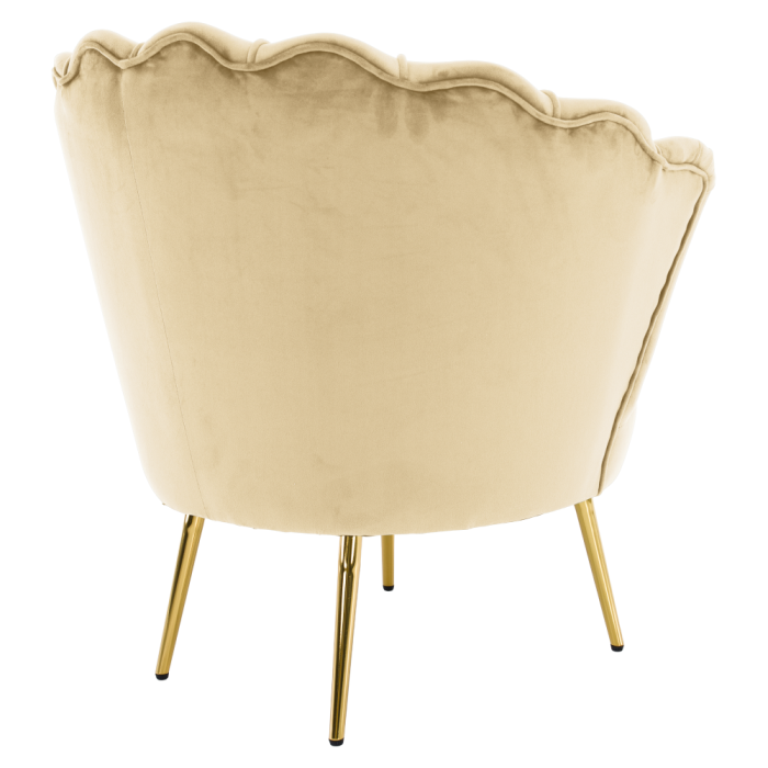 Fotoliu în stilul Art-deco, bej ţesătură Velvet/gold crom auriu, NOBLEO [9]