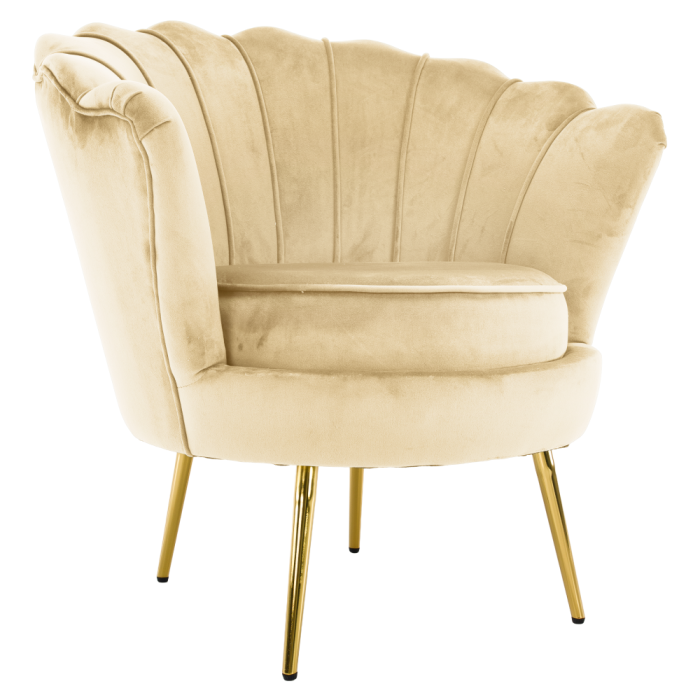 Fotoliu în stilul Art-deco, bej ţesătură Velvet/gold crom auriu, NOBLEO [7]