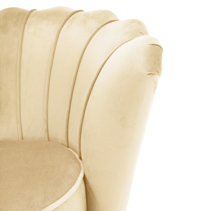 Fotoliu în stilul Art-deco, bej ţesătură Velvet/gold crom auriu, NOBLEO [14]