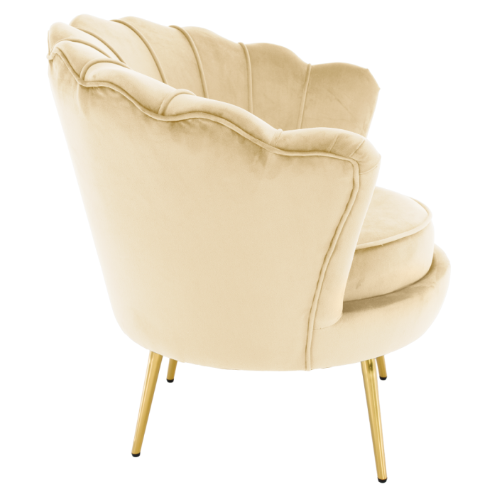 Fotoliu în stilul Art-deco, bej ţesătură Velvet/gold crom auriu, NOBLEO [8]
