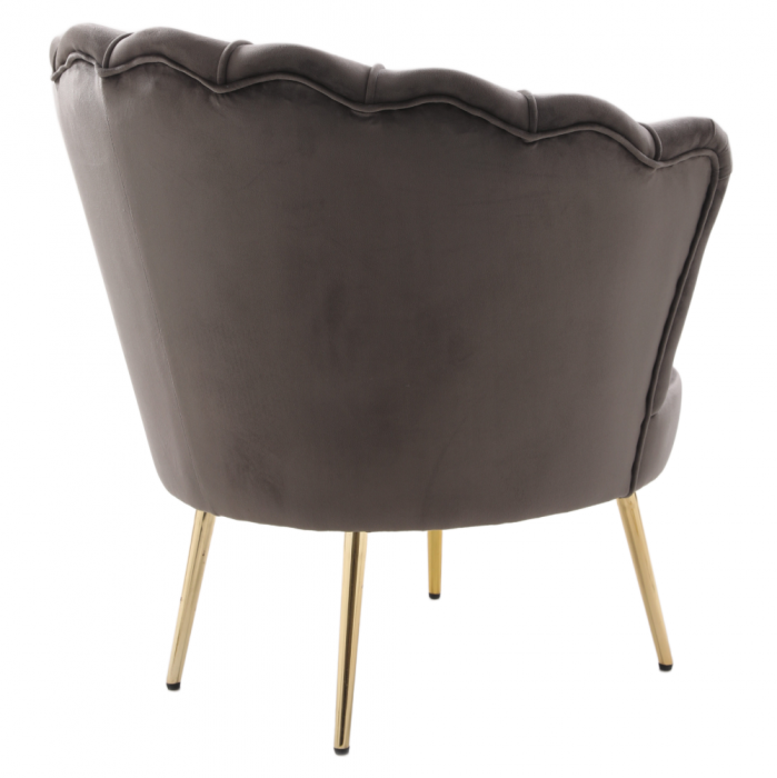 Fotoliu în stilul Art-deco, gri-maro ţesătură Velvet/gold crom auriu, NOBLEO [4]