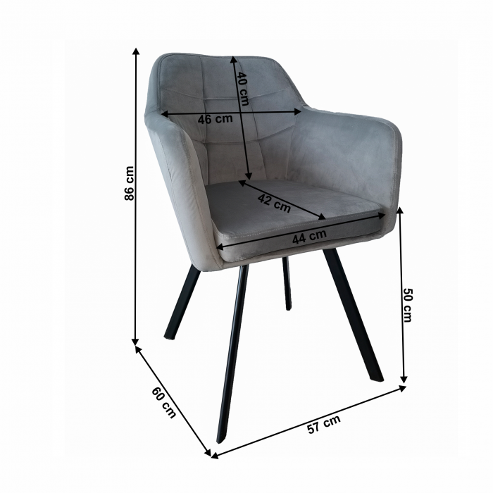 Fotoliu, material de catifea gri/negru, ZERON NEW [2]