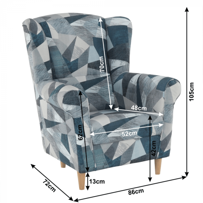 Fotoliu, material gri-albastru cu model, CHARLOT [4]
