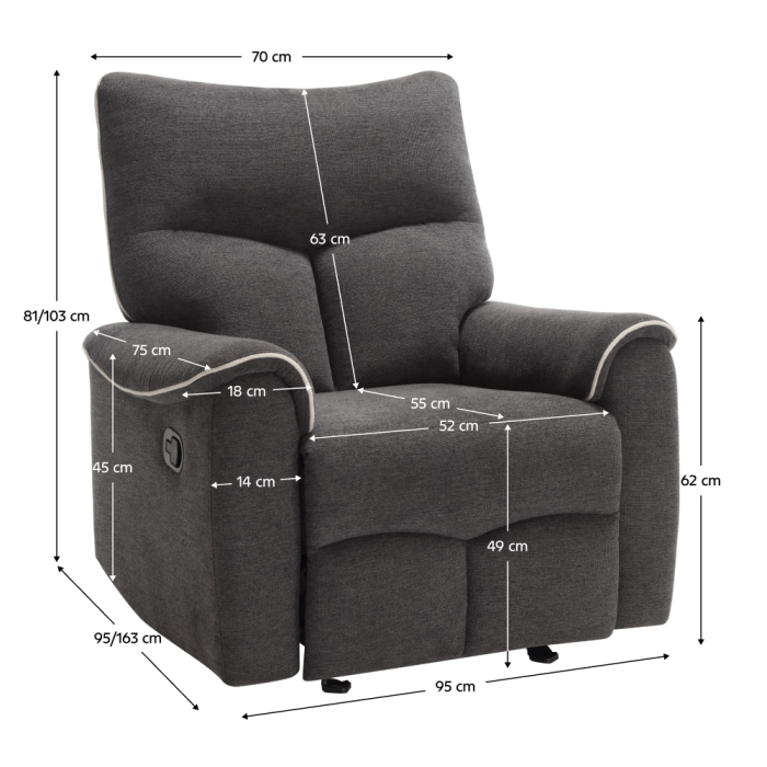 Fotoliu relaxant, gri închis/gri deschis, NADER [5]