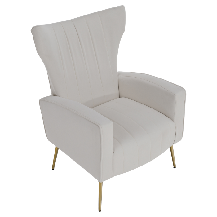 Fotoliu relaxant, ţesătură Velvet bej, BARET [2]