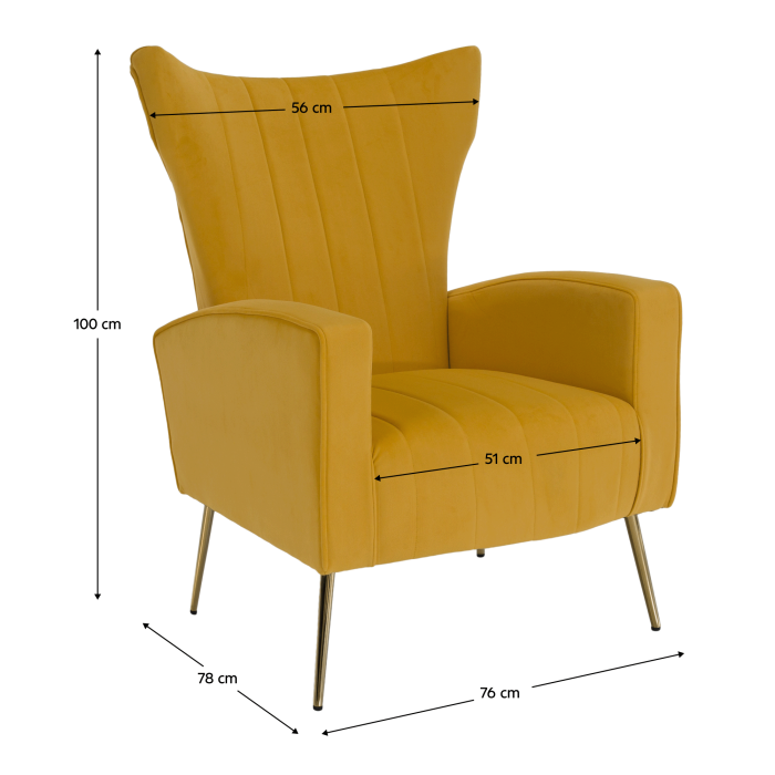 Fotoliu relaxant, ţesătură Velvet galben, BARET [9]