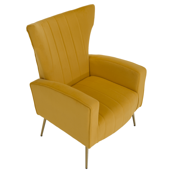 Fotoliu relaxant, ţesătură Velvet galben, BARET [19]