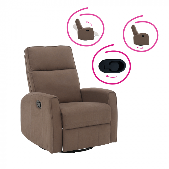 Fotoliu rotativ de relaxare, gri-maroniu taupe, MEKENZI [2]