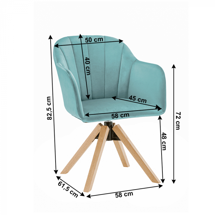 Fotoliu rotativ, textil Velvet, neomint/fag, DALIO [2]
