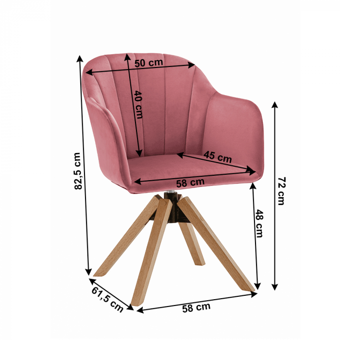 Fotoliu rotativ, textil Velvet, roz pudrat/fag, DALIO [2]