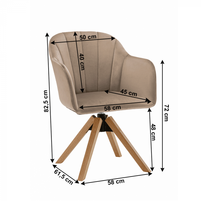 Fotoliu rotativ, textil Velvet, taupe gri-maro/fag, DALIO [2]