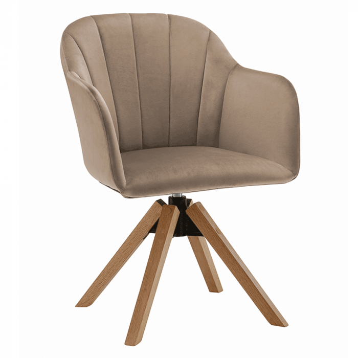 Fotoliu rotativ, textil Velvet, taupe gri-maro/fag, DALIO [1]