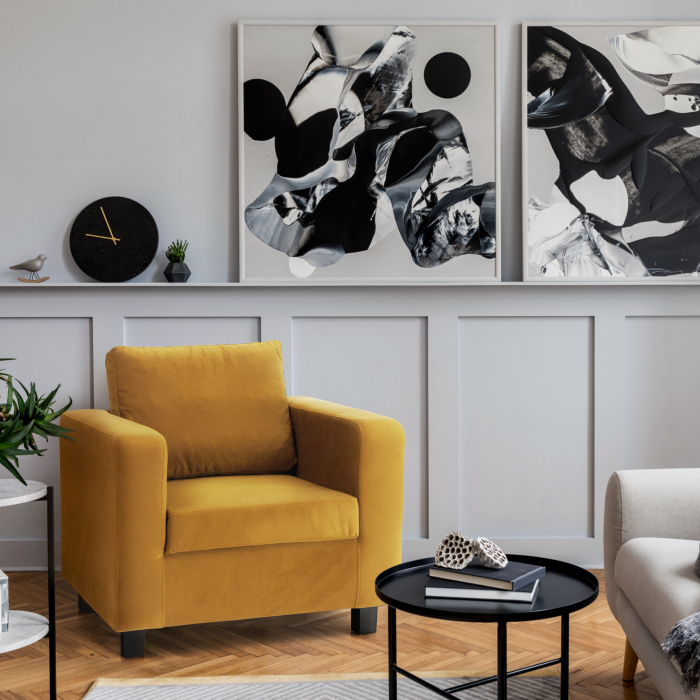 Fotoliu, ţesătură muştar, LUANA [18]