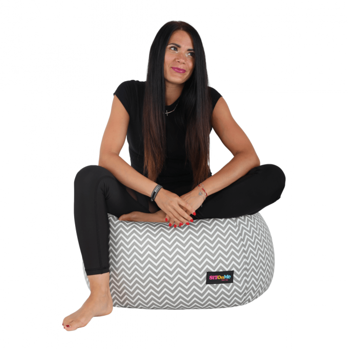 Fotoliu tip sac, gri/alb/model zig-zag, GOMBY [23]