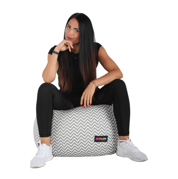 Fotoliu tip sac, gri/alb/model zig-zag, GOMBY [22]