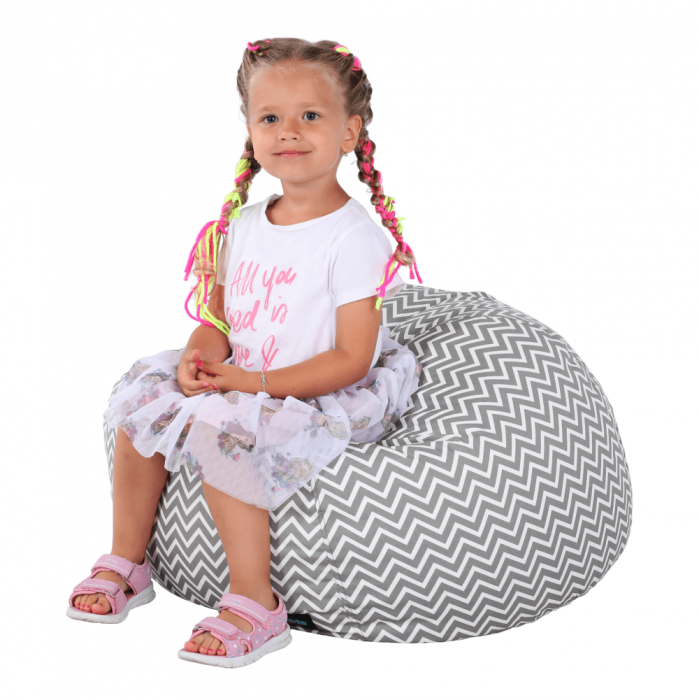 Fotoliu tip sac, gri/alb/model zig-zag, GOMBY [19]
