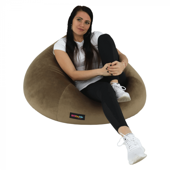 Fotoliu tip sac, material textil gri-maro TAUPE, TRIKALO [17]