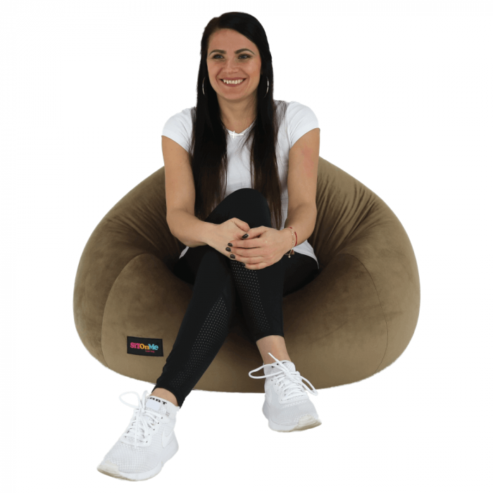 Fotoliu tip sac, material textil gri-maro TAUPE, TRIKALO [1]