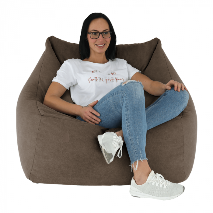 Fotoliu tip sac, material textil maro, URASON [1]