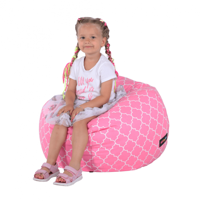 Fotoliu tip sac, roz/alb cu model, GOMBY [22]
