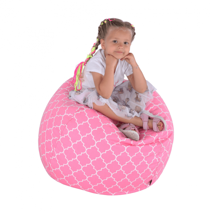 Fotoliu tip sac, roz/alb cu model, GOMBY [20]