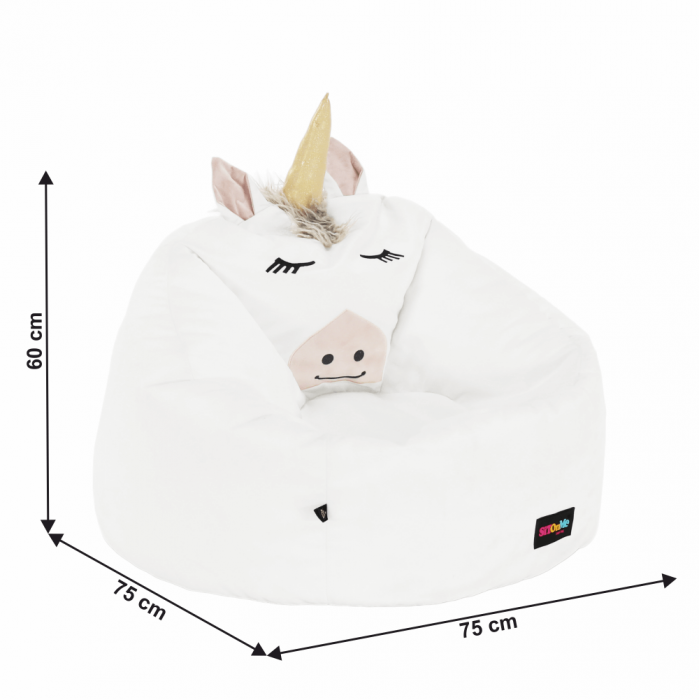 Fotoliu tip sac unicorn, alb, INOROG [17]