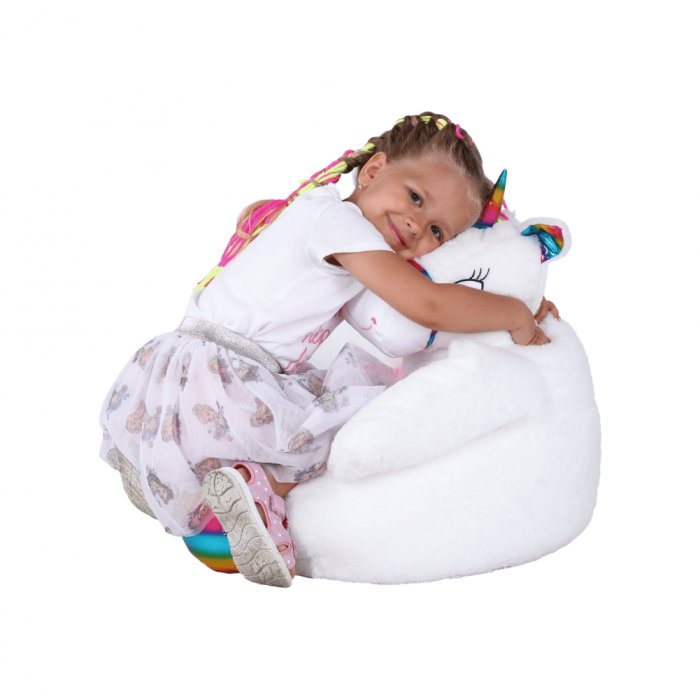 Fotoliu tip sac unicorn, alb/roz/amestec de culori, BUFEL [9]