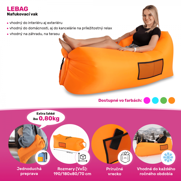 Geantă scaun gonflabilă / geanta leneşă, albastru, LEBAG [24]
