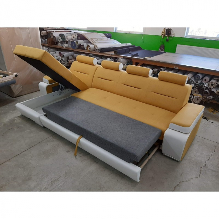 Coltar la comanda, extensibil cu lada si tetiere fixe,265 x 162 cm [31]